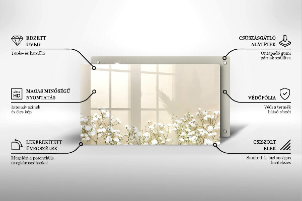 Tocător din sticlă Flori boho din ipsos