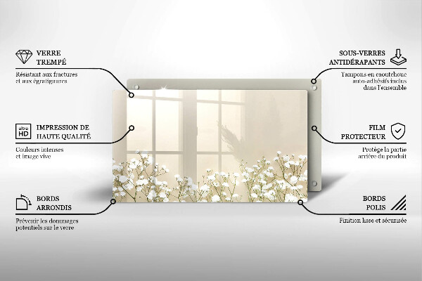 Tocător din sticlă Flori boho din ipsos