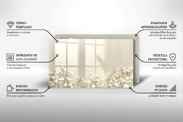 Tocător din sticlă Flori boho din ipsos