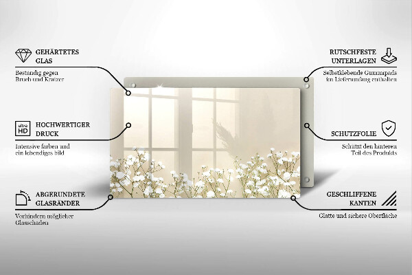 Tocător din sticlă Flori boho din ipsos