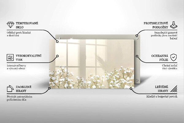 Tocător din sticlă Flori boho din ipsos