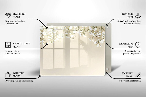 Tocător din sticlă Flori boho din ipsos