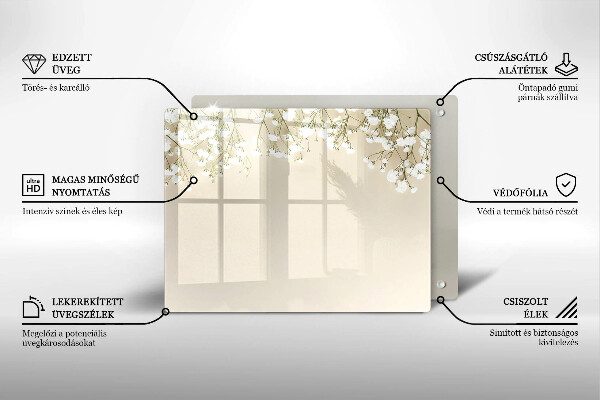 Tocător din sticlă Flori boho din ipsos