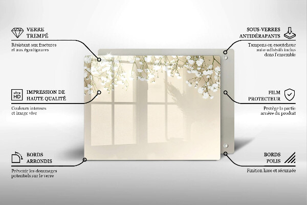 Tocător din sticlă Flori boho din ipsos