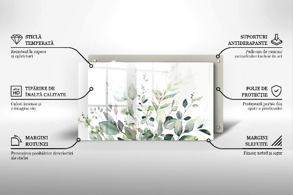 Tocător din sticlă Plante acuarela