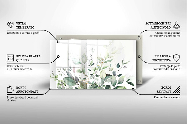 Tocător din sticlă Plante acuarela