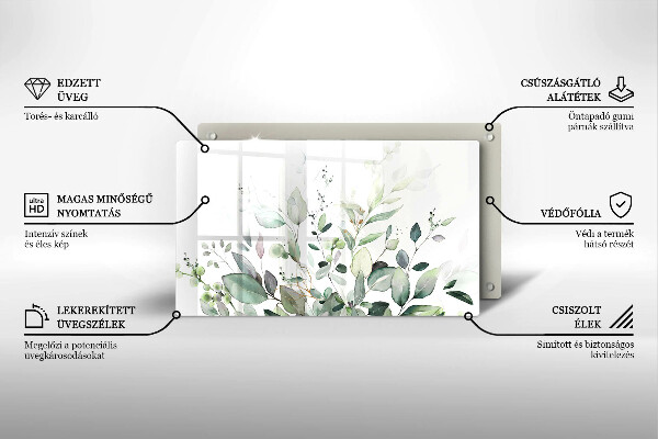 Tocător din sticlă Plante acuarela