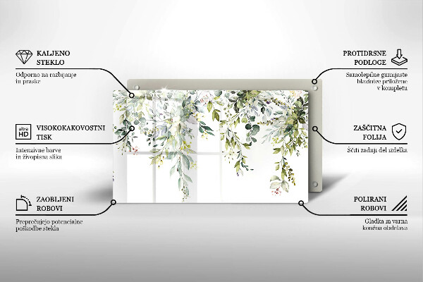 Tocător din sticlă Frunze și flori decorative