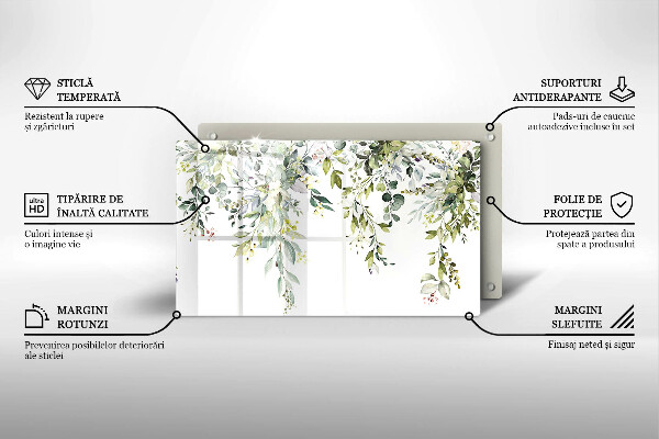 Tocător din sticlă Frunze și flori decorative