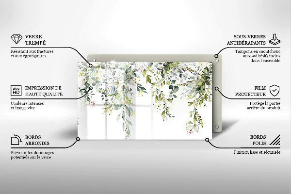 Tocător din sticlă Frunze și flori decorative