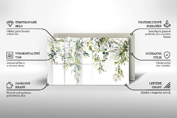 Tocător din sticlă Frunze și flori decorative