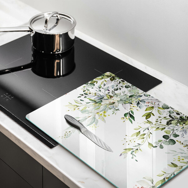 Tocător din sticlă Frunze și flori decorative