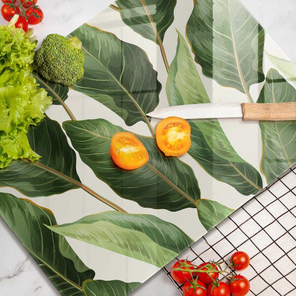 Tocător din sticlă Frunze de bananier