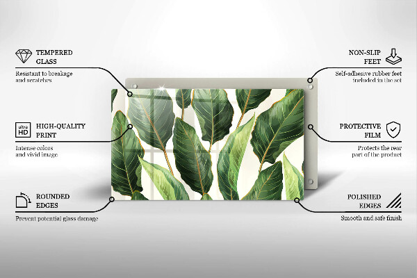 Tocător din sticlă Frunze de bananier