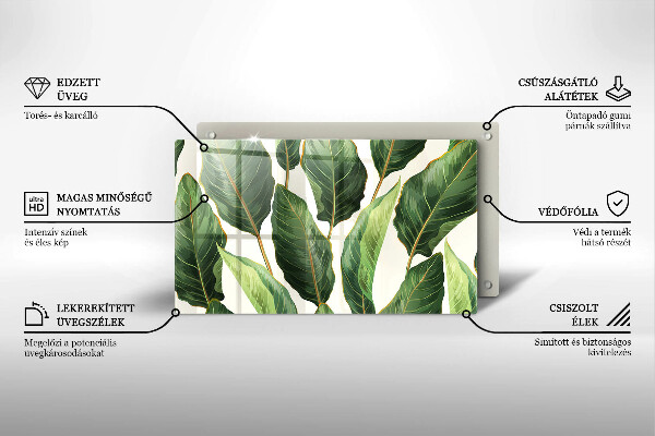 Tocător din sticlă Frunze de bananier