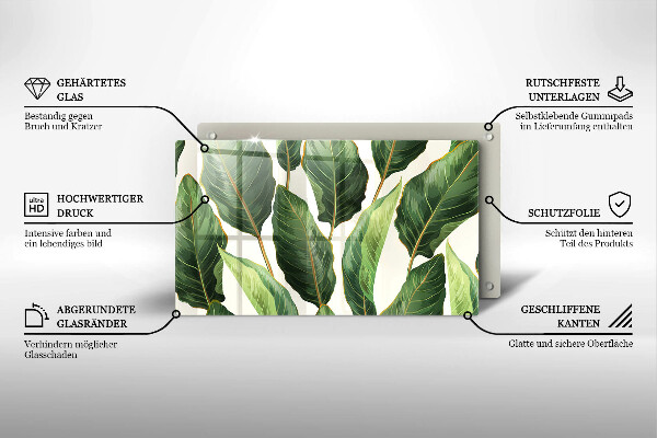 Tocător din sticlă Frunze de bananier