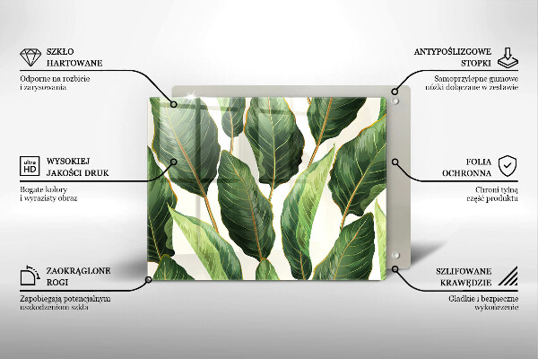 Tocător din sticlă Frunze de bananier