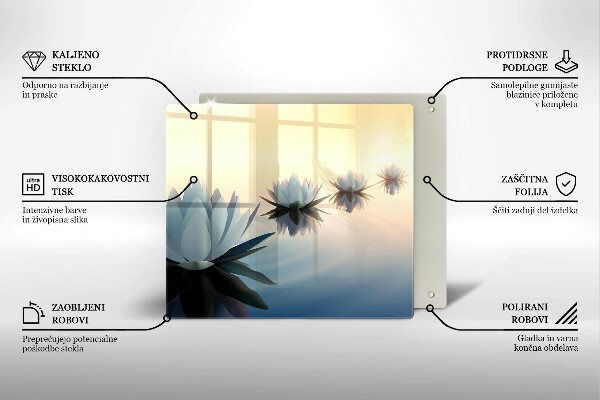 Tocător din sticlă Flori de crin pe apă