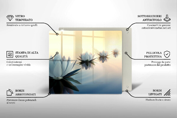 Tocător din sticlă Flori de crin pe apă