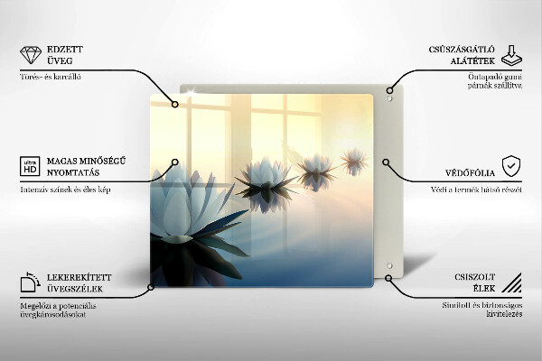 Tocător din sticlă Flori de crin pe apă