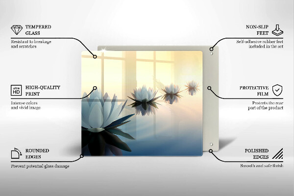 Tocător din sticlă Flori de crin pe apă