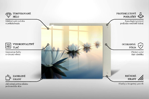 Tocător din sticlă Flori de crin pe apă