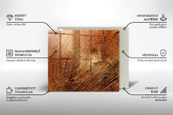 Tocător din sticlă Granul de lemn al copacului