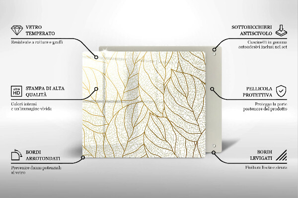 Tocător din sticlă Model de frunze în linie