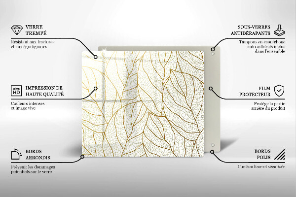 Tocător din sticlă Model de frunze în linie