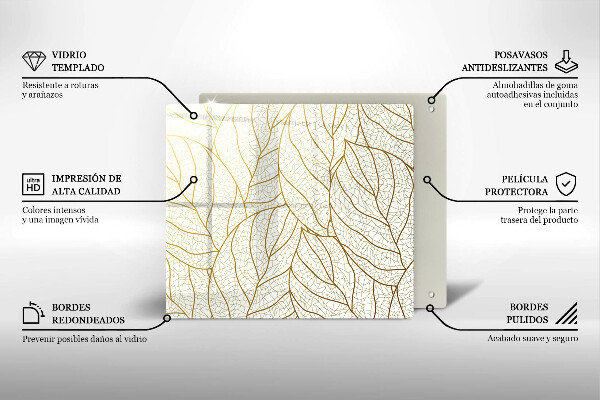 Tocător din sticlă Model de frunze în linie