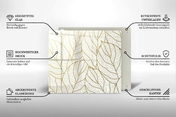 Tocător din sticlă Model de frunze în linie