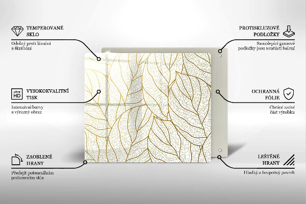 Tocător din sticlă Model de frunze în linie