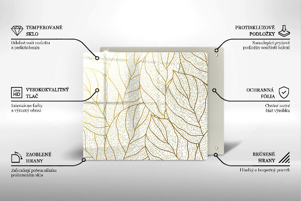 Tocător din sticlă Model de frunze în linie