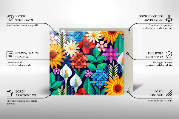 Tocător din sticlă Ilustrație de luncă cu flori