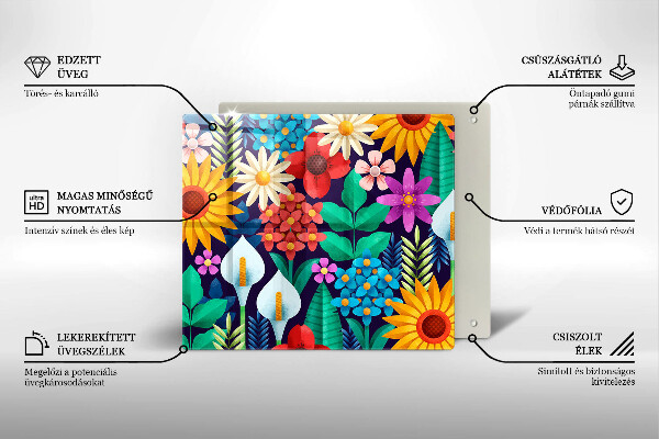 Tocător din sticlă Ilustrație de luncă cu flori