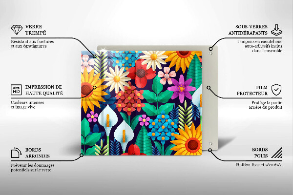 Tocător din sticlă Ilustrație de luncă cu flori