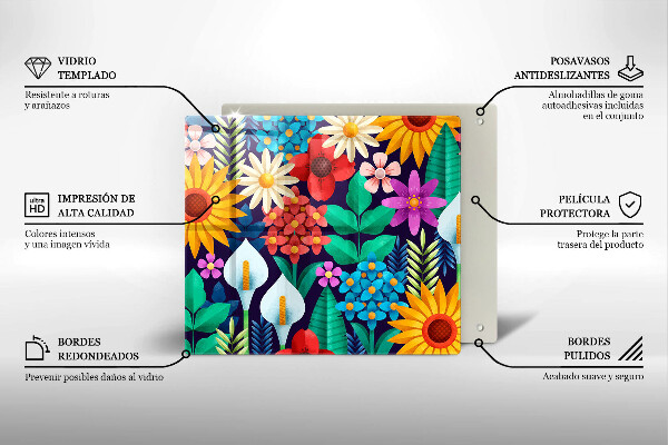 Tocător din sticlă Ilustrație de luncă cu flori