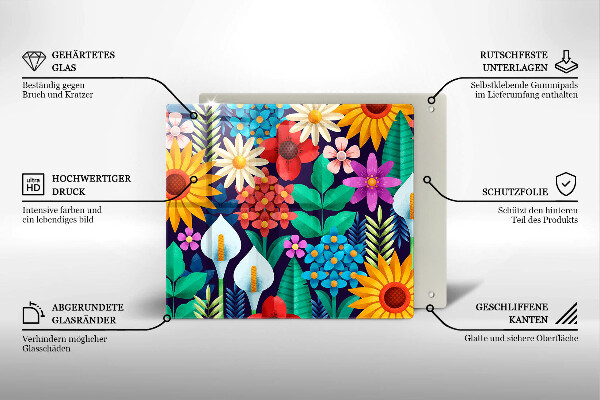 Tocător din sticlă Ilustrație de luncă cu flori