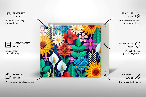 Tocător din sticlă Ilustrație de luncă cu flori