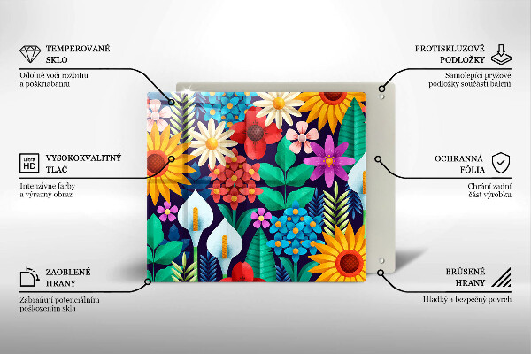 Tocător din sticlă Ilustrație de luncă cu flori