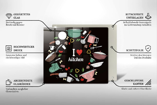 Tocător din sticlă Ilustrație Îmi place bucătăria