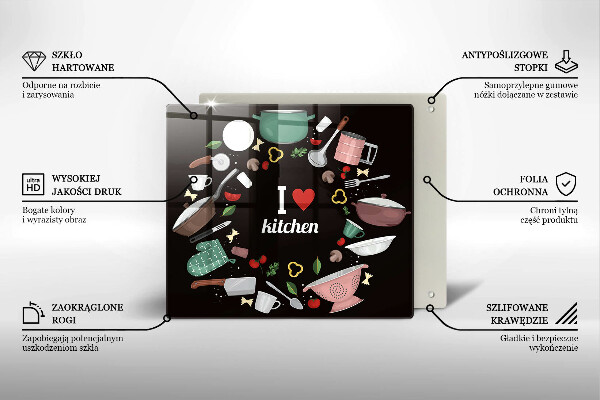 Tocător din sticlă Ilustrație Îmi place bucătăria