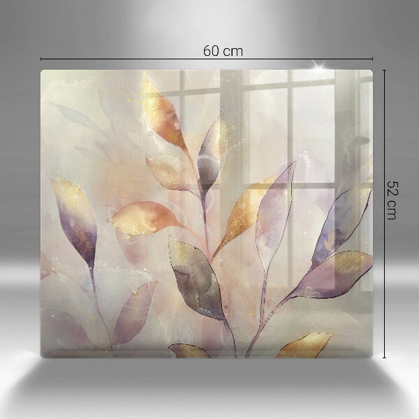 Tocător din sticlă Frunze boho pictate