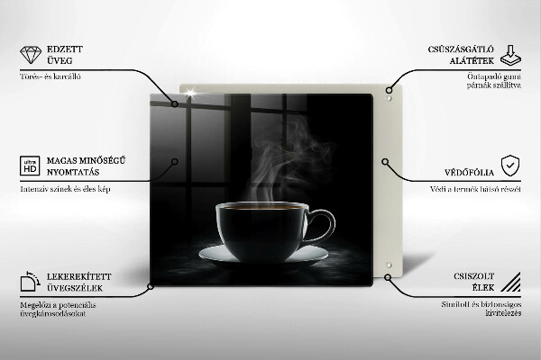 Tocător de bucătărie ceașcă fierbinte de cafea