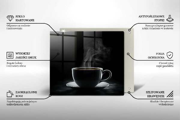 Tocător de bucătărie ceașcă fierbinte de cafea