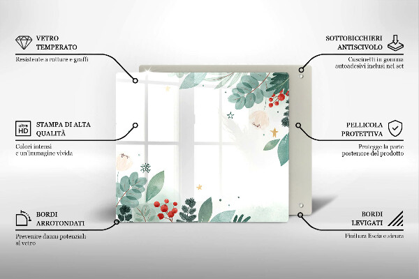 Tocător din sticlă Acuarelă frunze