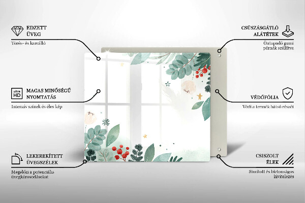 Tocător din sticlă Acuarelă frunze