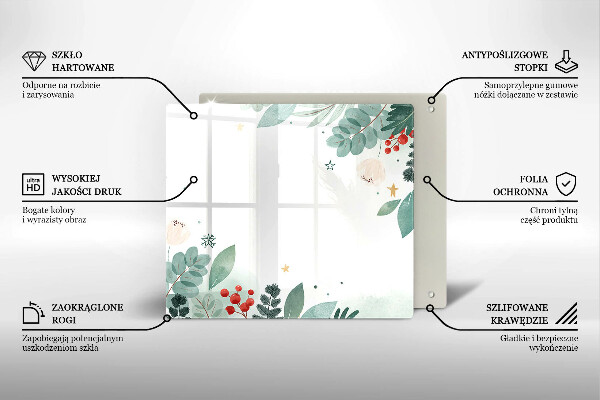 Tocător din sticlă Acuarelă frunze