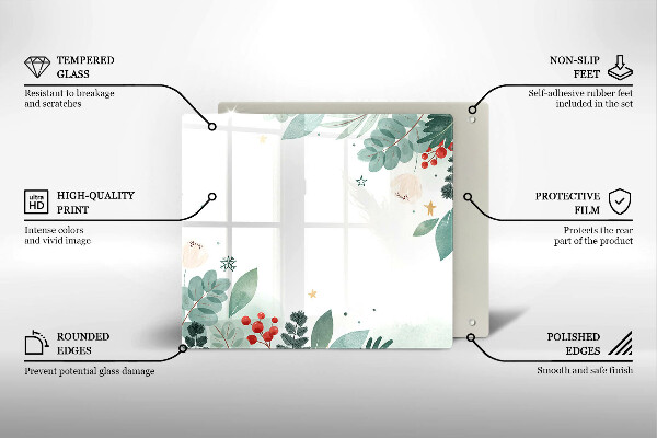 Tocător din sticlă Acuarelă frunze