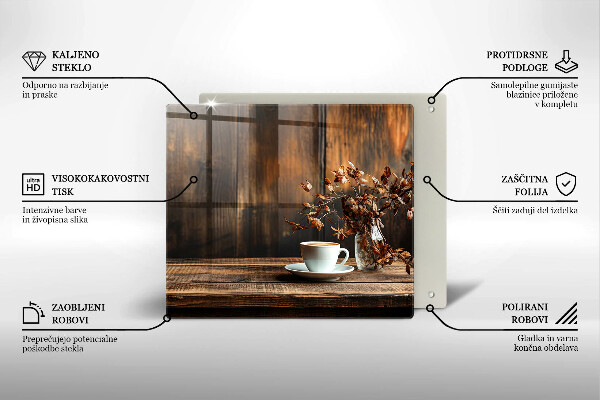 Tocător de bucătărie ceașcă de cafea și lemn